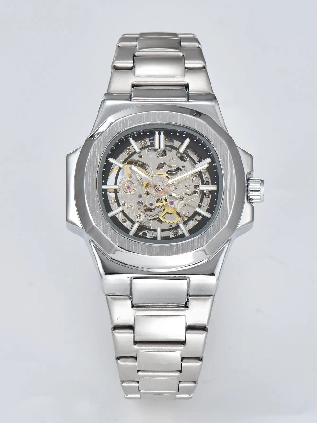 HOT SALE Automatic Mechanical Men Watch Wholesale No Logo Waterproof Skeleton Business Stainless Steel Gift Watch