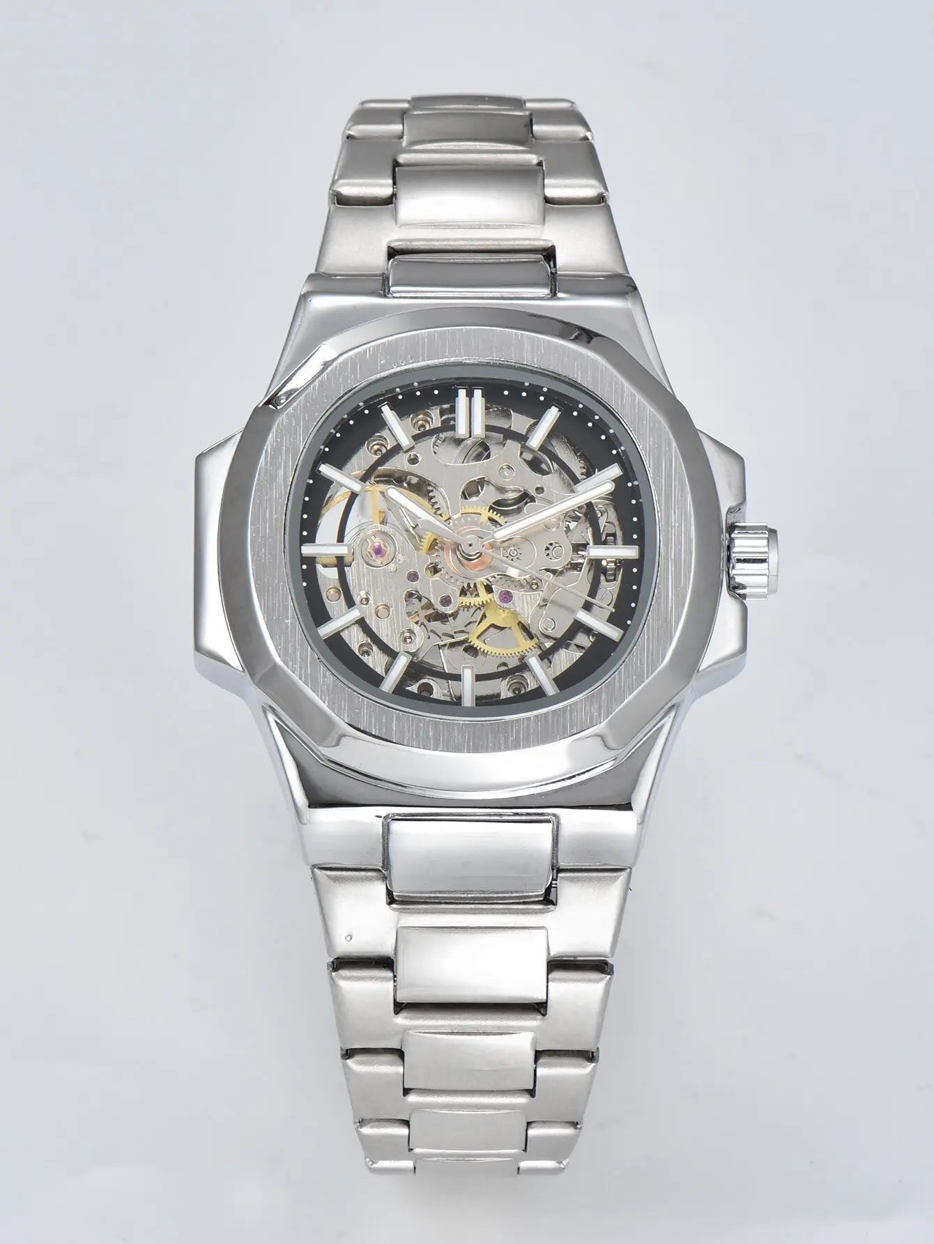 HOT SALE Automatic Mechanical Men Watch Wholesale No Logo Waterproof Skeleton Business Stainless Steel Gift Watch