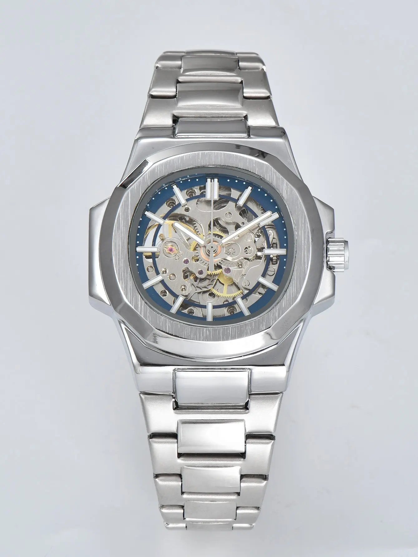 HOT SALE Automatic Mechanical Men Watch Wholesale No Logo Waterproof Skeleton Business Stainless Steel Gift Watch
